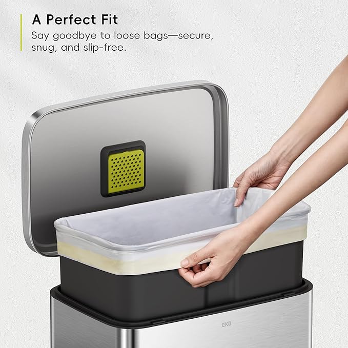 EKO 13 Gallon / 40-60 Liter,110 Count Drawstring Trash Bags, Extra-Strong Unscented Garbage Bags, Easy-Dispense Roll for Kitchen & Household Use, Resists Tears, Leaks and Punctures, Code F, White