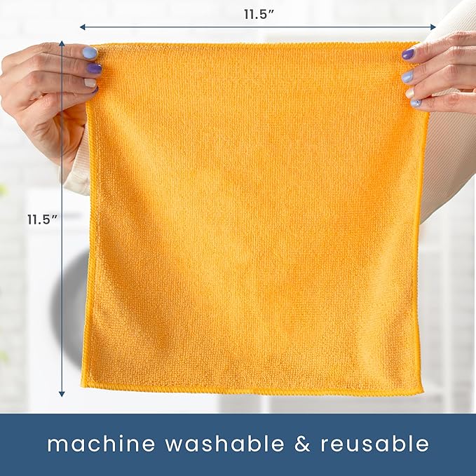 S&T INC. 50 Pack Microfiber Cleaning Cloth, Bulk Towels for Home, Reusable Microfiber Towels for Cars, Cleaning Rags, Assorted, 11.5 Inches x 11.5 Inches, 50 Count