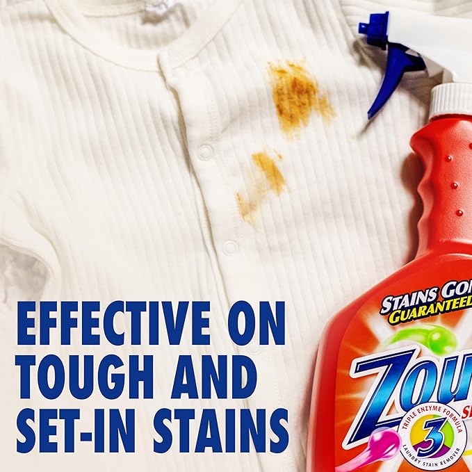 Zout Laundry Stain Remover Spray, Triple Enzyme Formula Removes the Toughest Stains, Made in the USA, 22 Ounce Bottles, 2-Pack