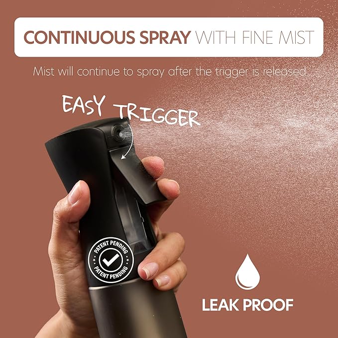 10 OZ Continuous Spray Bottles - Ultra Fine Mist Sprayer | Water Spray Bottle For Hair Stuff, Mister Spray Bottle For Plants Mister | Hair Spray Bottles For Hairstyling, Cleaning, Salons