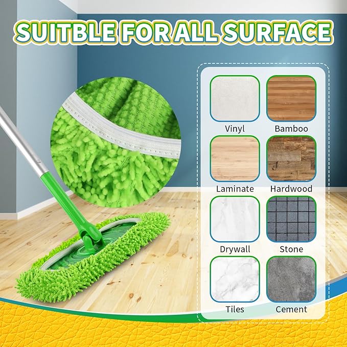 Reusable 100% Coral Fleece Mop Pads Compatible with Swiffer Sweeper, Wet and Dry Flat mop Cover, 3 Pack Washable Pads for Surface/Hardwood Floor Cleaning (Mop is Not Included)