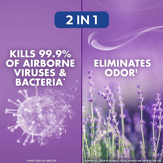 Lysol Air Sanitizer Spray with Odor Eliminator for Home & Office, Sanitizing Spray, Air Freshener Alternative, Lavender Sky Scent, 10 oz (Pack of 3)
