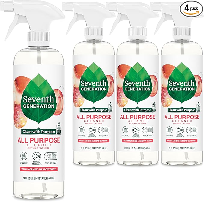 Seventh Generation All Purpose Cleaner, Degreasing Formula, Fresh Morning Meadow Scent, 23 oz (Pack of 4)
