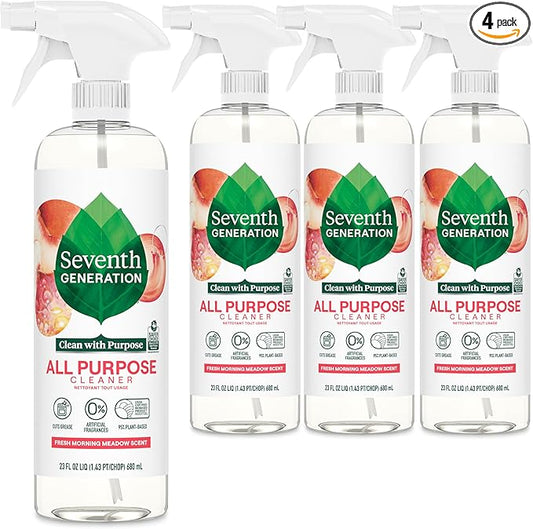 Seventh Generation All Purpose Cleaner, Degreasing Formula, Fresh Morning Meadow Scent, 23 oz (Pack of 4)