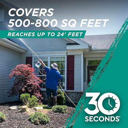 30 SECONDS Roof Cleaner & Protector with Hose End Sprayer - Lifts Stubborn Stains from Dirt, Moss, Mold, Algae & Lichen
