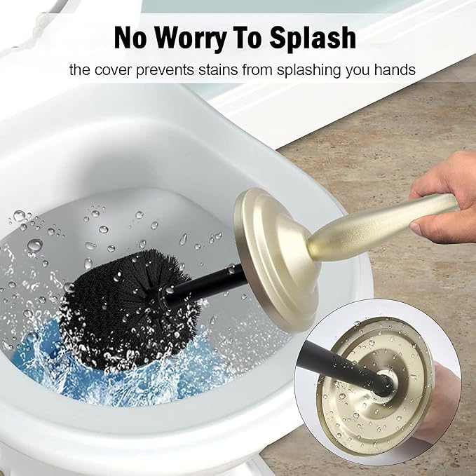 Satin Matte Gold Toilet Bowl Brush with Holder, Durable Bathroom Cleaning Tool, Modern Design for Easy Toilet Maintenance, Bathroom Cleaner Brush for Efficient Cleaning and Hygiene