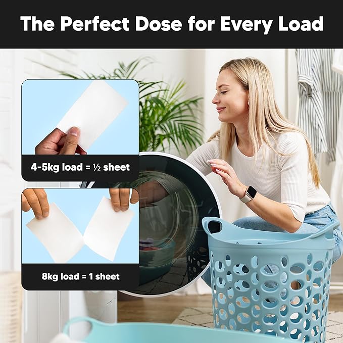 Lucent Globe Laundry Detergent Sheets - Pre-Measured Laundry Sheets - Powerful Stain Removal - Gentle on Skin & Fabrics - Works in All Washers - Convenient and Travel Friendly (Ocean Breeze)