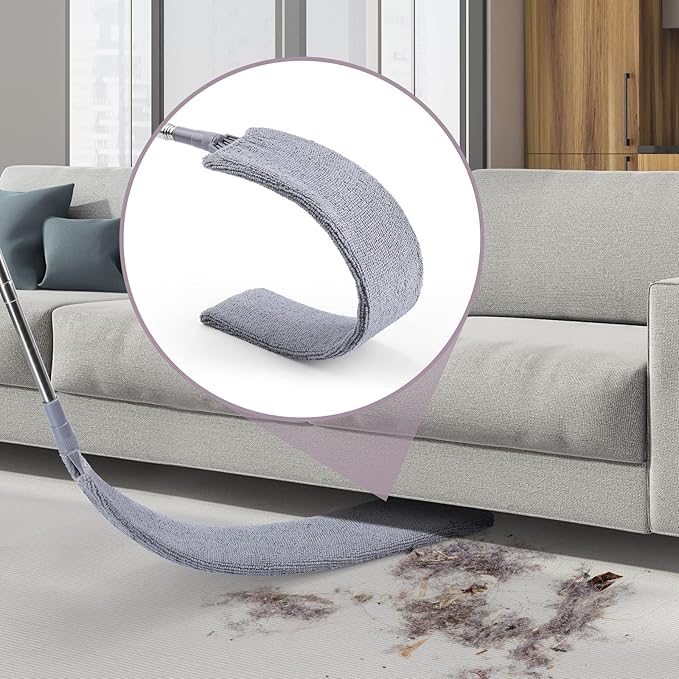 Retractable Gap Dust Cleaner with 3 Microfiber Dusting Cloths & 30-100 inch Extendable Long Handle, Retractable Duster Brush for Cleaning Under Appliances Sofa Couch Bed Refrigerator Furniture