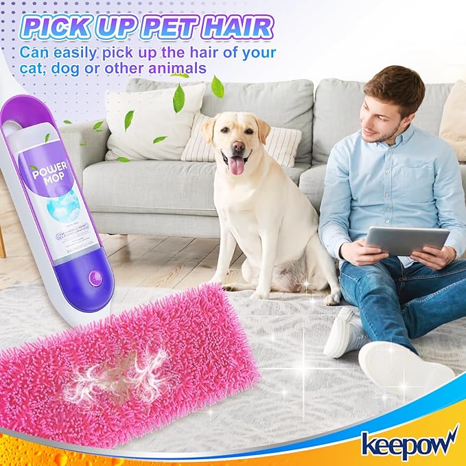 Reusable Power Mop Refills Pads Compatible with Swiffer PowerMop Mop - Microfiber Power Mop Pads Refill for 13 ''-15 '' Spray Mop- Washable Pads for Multi-Surface Floor Cleaning, 4 Pack