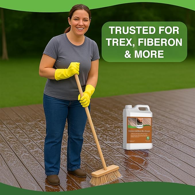 Premium Deck Cleaner Kit | Deck Cleaner and Mildew Remover | Cleans up to 1,500 Sq. Ft. | Safe for Trex, Timbertech & Wood Decking | Powerful & Eco-Friendly Deck's Cleaning Solution