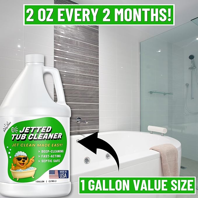 Jetted Tub Cleaner For Bathtub Jets - Fast Acting, For The Jets And The Tubes, Best Spa Cleaner Chemical For Whirlpool & Jacuzzi Tubs, Pro Grade Heavy Duty, Made In USA, 1 Gallon