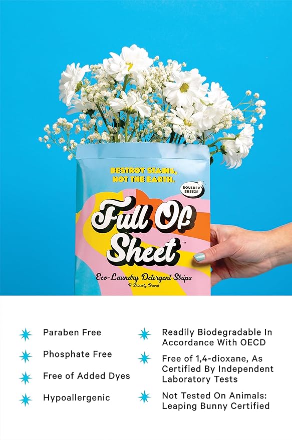 Shinesty Full of Sheet Eco-Laundry Detergent Strips | Hypoallergenic & Plastic Free Laundry Strips (30 Sheets) Boulder Breeze