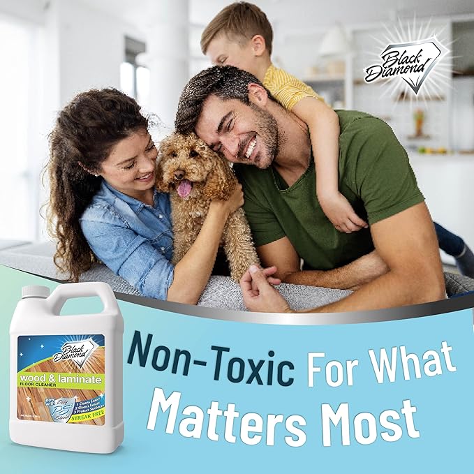 Black Diamond Laminate and Hardwood Floor Cleaner Spray, Versatile Solution Safe for Vinyl Floor Cleaner, Wood Flooring Cleaner, Polish, and Engineered Hardwood Floor Polish. 1-Gallon.