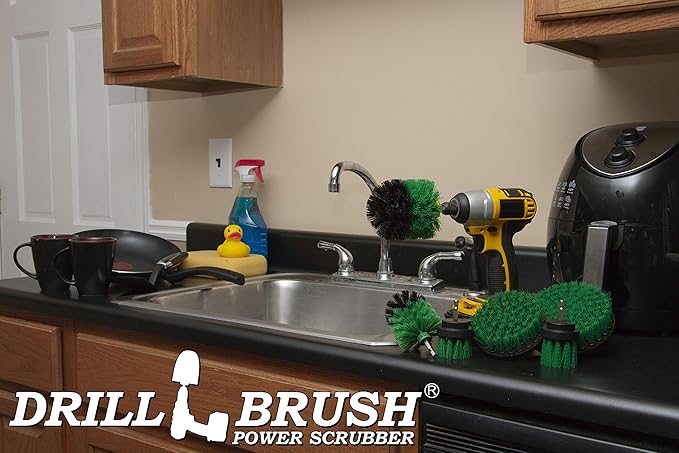 Cleaning Supplies - Kitchen Accessories - The Ultimate Kitchen Drill Brush Attachment Kit - Crock Pot - Cast Iron Skillet - Countertops - Cooktop - Oven - Sink - Backsplash - Trash Can – Flooring