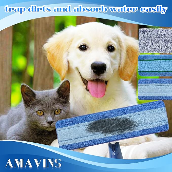 Microfiber Cleaning Pads for Bona Mop, 3 Pack Value - Reusable Mop Pads for 18 Inch Mop, Includes Dusting Pad, Cleaning Pad, and Three Zone Deep Clean Pad for Wood, Stone, Tile, Laminate, Vinyl Floor