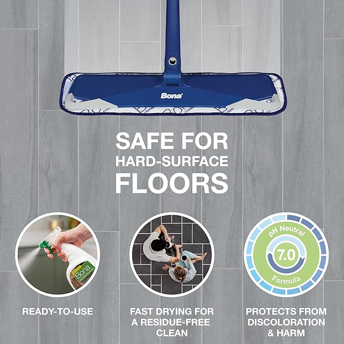 Bona Multi-Surface Floor Cleaner Spray - 32 fl oz - Lemon Mint Scent - Refillable - Residue-Free Floor Cleaning Solution for Stone, Tile, Laminate, and Vinyl Floors (Pack of 2)