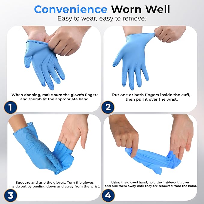 SereneLife Soft Industrial Gloves, Nitrile and Vinyl Gloves, Powder-Free, Textured Grip, Ideal for Cleaning, Food Service, Automotive, Household Work