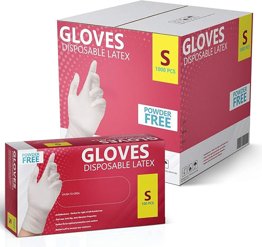 New Disposable Latex Gloves, Powder Free 100 Per Box | 1000 Case