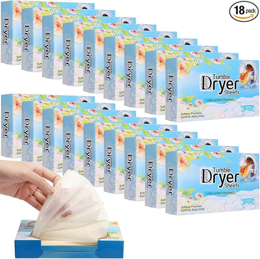 18 Pack Dryer Sheets Bulk Fabric Softener Dryer Sheets Fabric Softener Plant Formula Organic Naturally Softens and Removes Static Cling, 40 Count