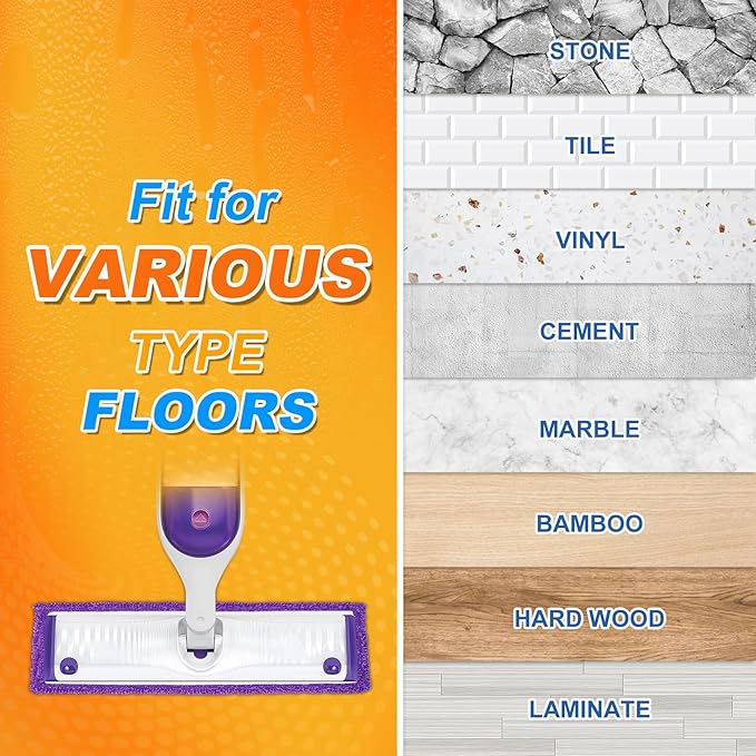 Reusable Power Mop Pads Compatible with Swiffer Power Mop, MyKEEPOW Power mop Refills Pads for Floor Cleaning, 5 Packs