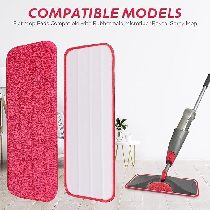 Replacement Microfiber Mop Pad for Rubbermaid Reveal Spray Mop - 12 Pack Wet & Dry Floor Cleaning Refills Reusable Fit for Any Microfiber Reveal Flat Mop 16.5"