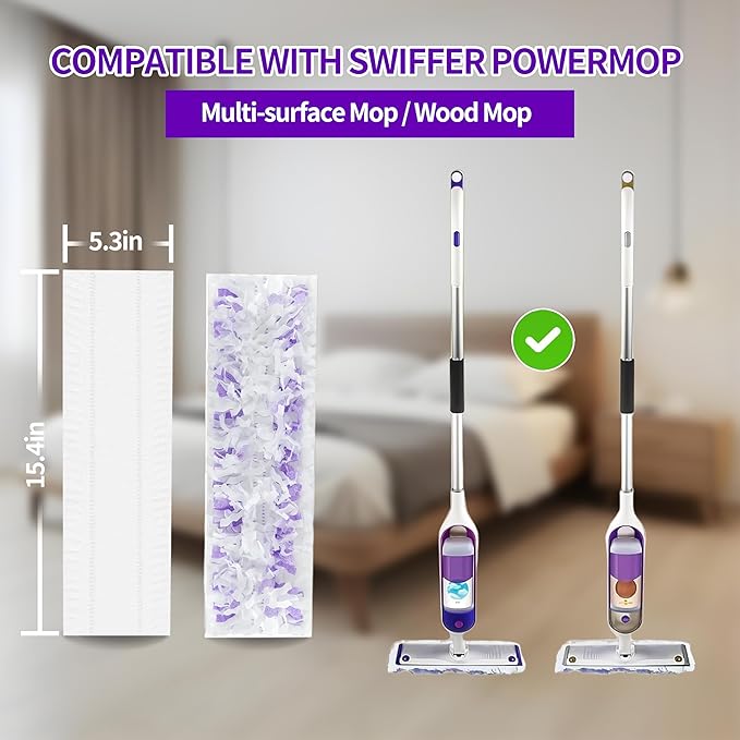 30Pack Disposable Power Mop Pads Refills for Swiffer Power Mop Pads, Unscented Replacement Floor Cleaning Refills Mopping Pads Compatible with Swiffer Power Mop Pads Refills
