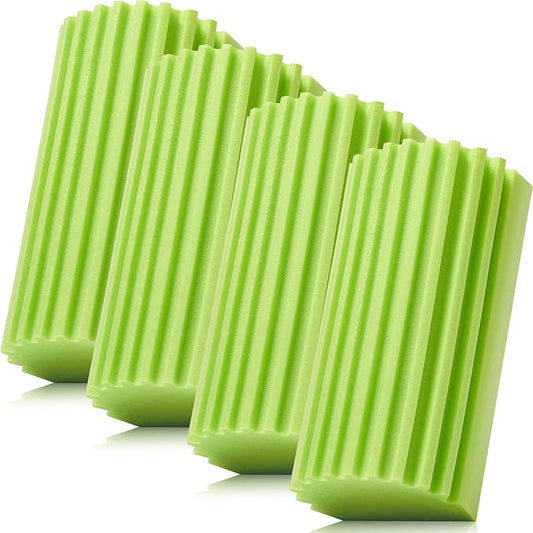 4 Pack Damp Dusting Sponge Duster, Green Dust Cleaning Sponge, Reusable Household Cleaning Sponge Tool for Blinds, floorboards, Fan Blades, Vents, Glass, Railings, Mirrors