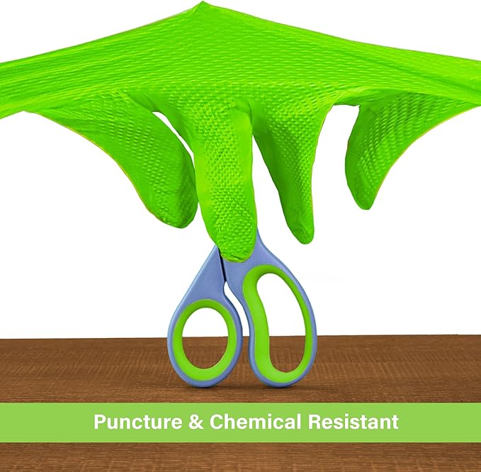 1st Choice 6 mil Orange and Green Nitrile Gloves, Disposable, Latex Free Raised Diamond Grip Mechanic Glove for Men and Women