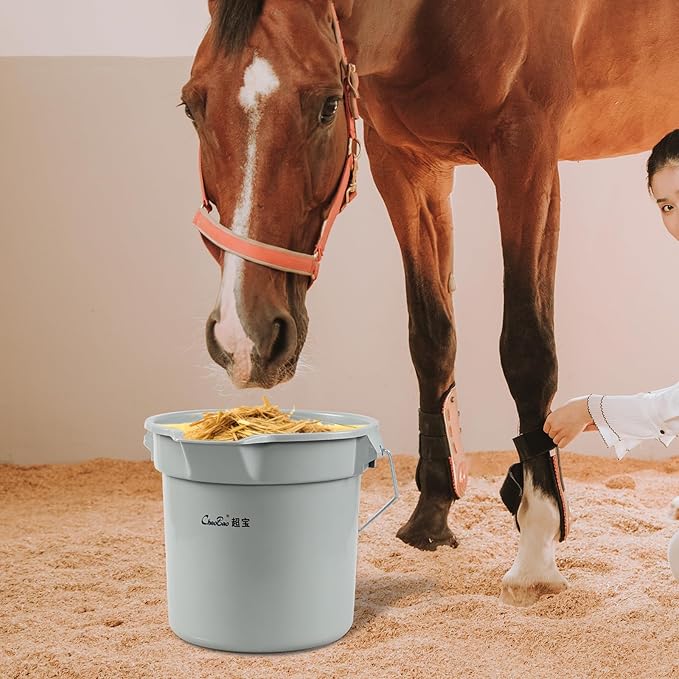 Morcte 3.5 Gallon Heavy Duty Plastic Cleaning Bucket Pail with Portable Handle, 4 Pack Commercial Round Utility Cleaning Pail, Gray