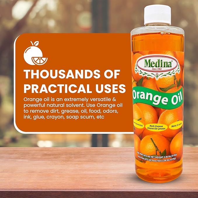 Medina Orange Oil Cleaner & Degreaser Concentrate - All Purpose Orange Oil Cleaner, Cabinet Cleaner Degreaser, Wood Degreaser for Kitchen Cabinets, Ideal for Mopping Floors & Automotive - 16oz