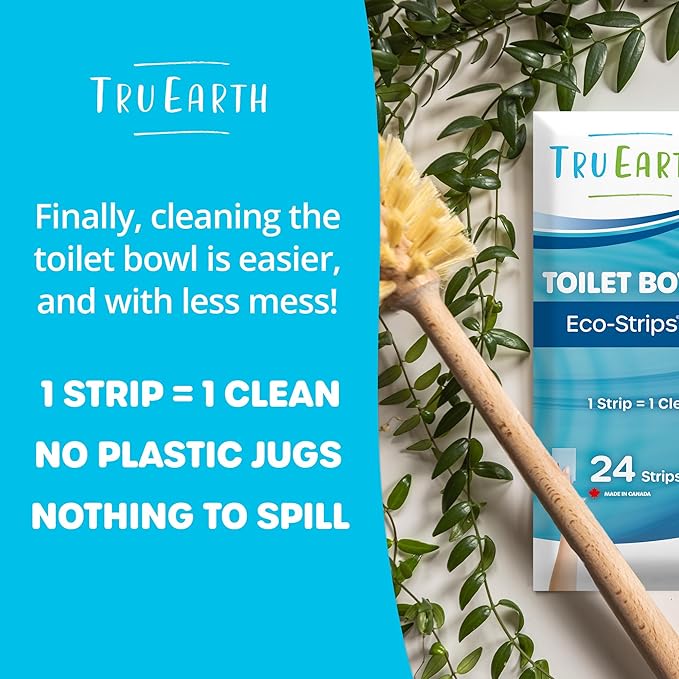 Tru Earth Toilet Bowl Cleaner Eco-Strips | Plastic Jug-Free, Septic-Safe for Cleaning | Easy to Use | 24 Strips