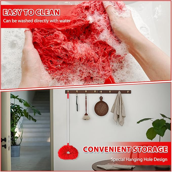 Ceiling Fan Cleaner Duster High Ceiling Extended Fan Blade Cleaner from 13 to 50 Inch Reusable Microfiber Ceiling Fan Duster with Extension Handle for Furniture Bookshelves Wall Door (Red)