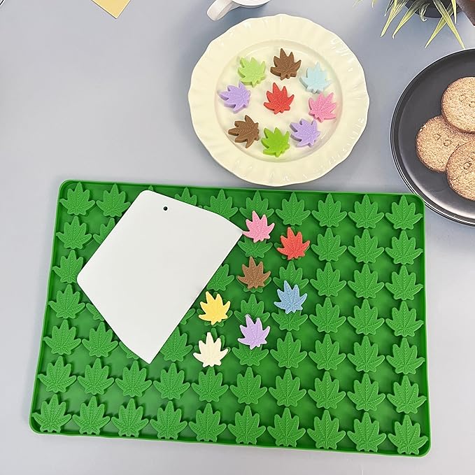 Leaf Silicone Molds For Chocolate Gummy Candy, Leaf Wax Melts Molds with Scraper (leaf)