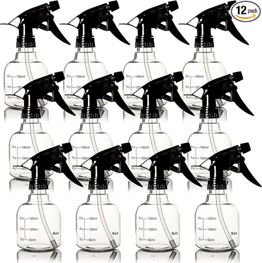 Youngever 12 Pack Empty Plastic Spray Bottles, Spray Bottles for Hair and Cleaning Solutions (12 Ounce)