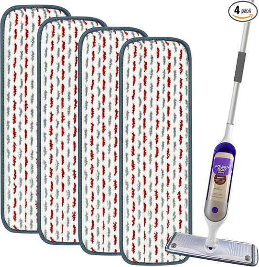 4 Pack Upgraded Reusable Mop Pads Compatible with Swiffer PowerMop, Mopping Pad Compatible with Swiffer Power Mop, Spray Refill for Multi-Surface Floor Cleaning, Reusable Thicker Microfiber Material