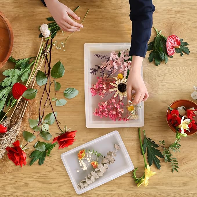 KISREL Large Rectangular Resin Molds, Epoxy Resin Casting Deep Silicone Mold, Large Molds for Flower Preservation, Deep Pour Molds for Furniture Decoration, DIY Wedding Bouquets, Valentine's Day Gifts