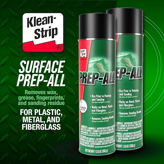 KLEAN-STRIP Prep-All Wax and Grease Remover, Fast-Acting Degreaser, Effective on Metal, Plastic, Fiberglass, Automotive DIY, 13.5 Ounce Aerosol