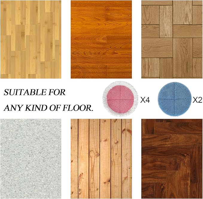 Electric Mop Pads, 7.28in Spin Mop Pads, Round Replacement Mop Pad for Floor Cleaning (6 Pack)