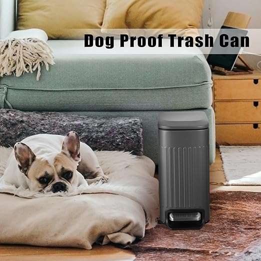 TrashAid Small 1.6 Gallon Stainless Steel Trash Can with Removable Inner Bucket, Grey, Hands Free Step Pedal Design