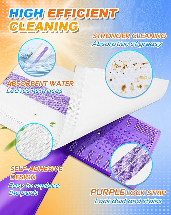 Spray Mop Pad Refill Compatible with Swiffer WetJet Mop, Disposable Multi Surface Floor Mop Pads, Thickness & Absorbent, 24 Count