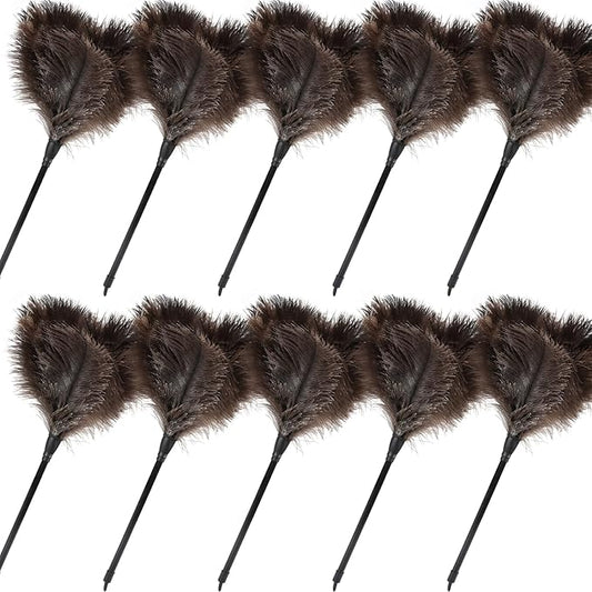 Ostrich Feather Duster-14.9 Inch Mini Natural Feathers Dusters with Plastic Handle Reusable Handheld for Cleaning Supplies Home Car Office(10pcs)