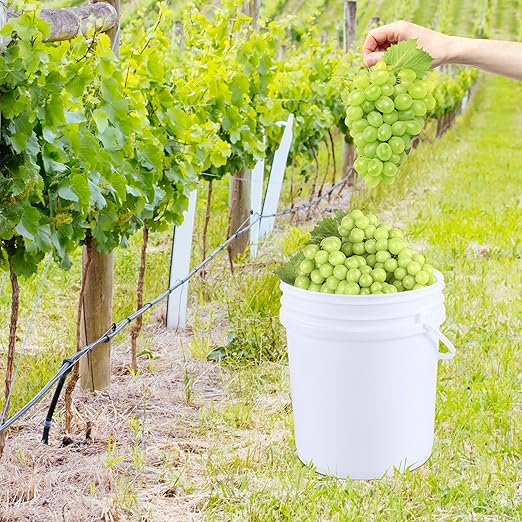 7 Gallon Plastic Storage Bucket Pail, Food Grade Round Pail with Air Tight Lid (Pack of 4)