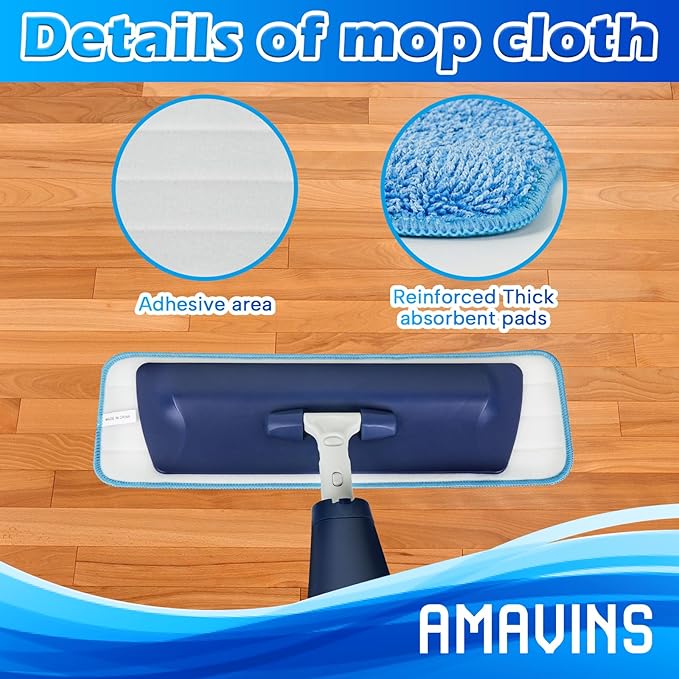 3 Pack Microfiber Cleaning Pads for Bona Mop, Reusable Microfiber Mop Pads for 18 Inch Mop, Hardwood Floor Replacement Cleaning Mop Pads, Machine Washes
