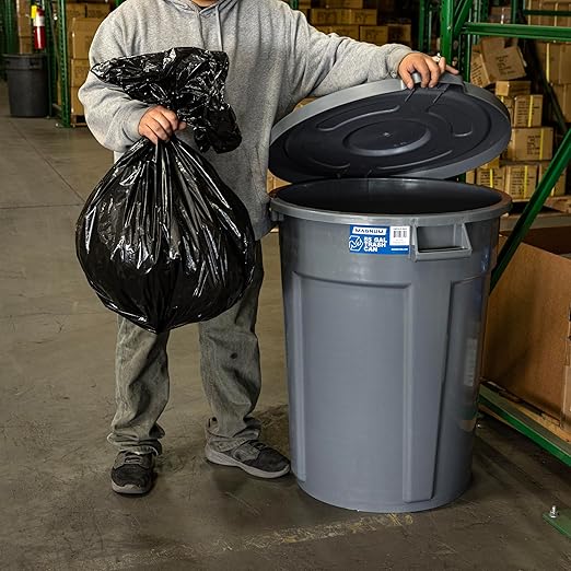 55 Gallon Trash Can, Construction Grade, Heavy Duty Plastic, Jobsite Ready for Handling and Holding Garbage CMTC-C000-55G01 (1 Pack)