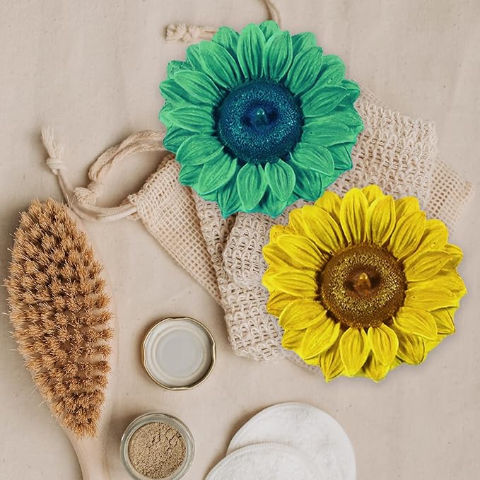 Wehous 2PCS Large Sunflower Silicone Molds, 3D Flower Silicone Molds for Chocolate Fondant Cake Decoration, Flower Soap Wax Candle Polymer Clay Molds for Handmade Art Craft Baking Tool