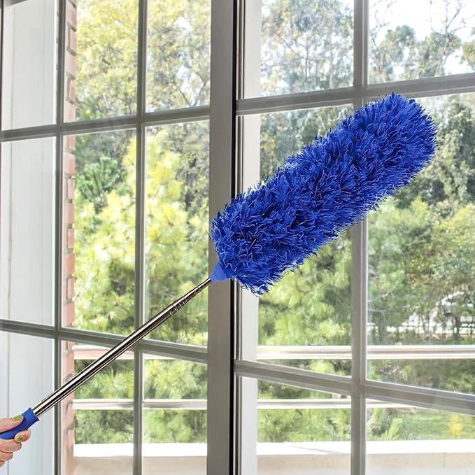 Homaisson 5 Piece Telescopic Duster Set with Extension Pole Microfiber Cleaning Heads for Ceiling Fans, Windows, and Hard-to-Reach Areas, Detachable, Quality and Easy to Clean