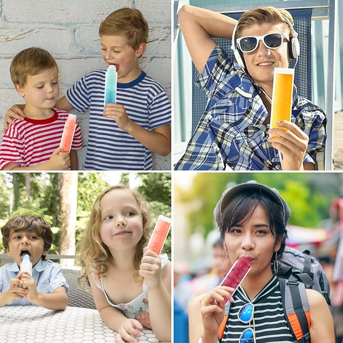 LOMIMOS 160PCS Disposable Ice Popsicle Mold Bags,BPA Free Freezer Tubes With Zip Lock Seal Funnel for Healthy Snack Yogurt Stick Juice Fruit Smoothies Ice Candy Pops Family Party(8.6"x2.3")