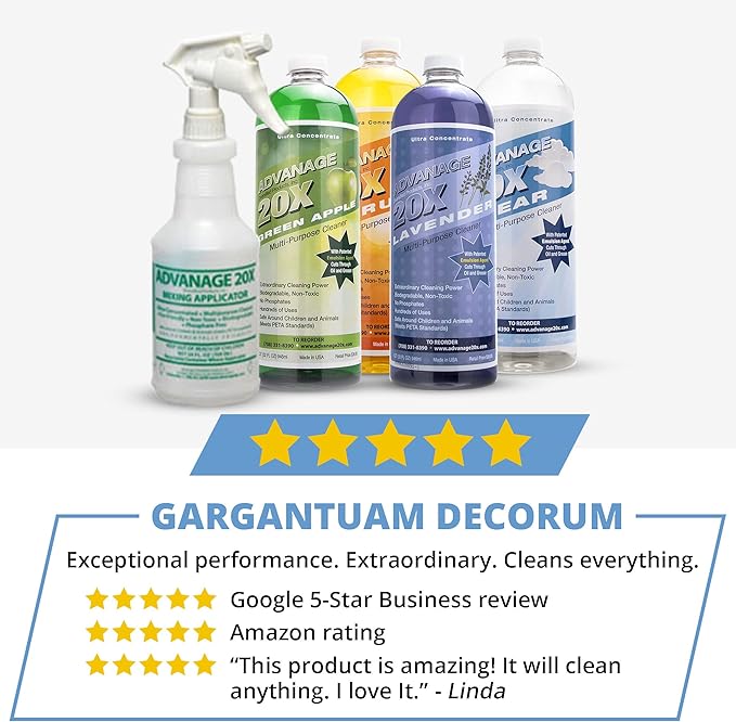 All Purpose Cleaner Concentrate - Advanage 20X The Wonder Cleaner Unscented for All Surfaces Around Bathroom, Kitchen, Oil and Grease | Multi Purpose Cleaner for Household Cleaning Solution | 32 Fl Oz