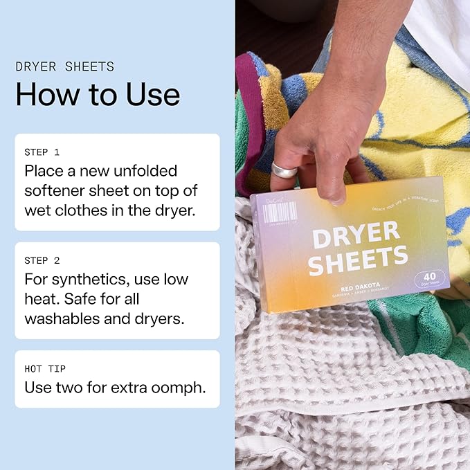 DedCool Dryer Sheets | Xtra Milk | 40 Count | Non-Toxic Vegan Fabric Softener | Bergamot, Vanilla & Amber Scent | Gentle on Sensitive Skin | Softens & Freshens | Premium Laundry Supplies