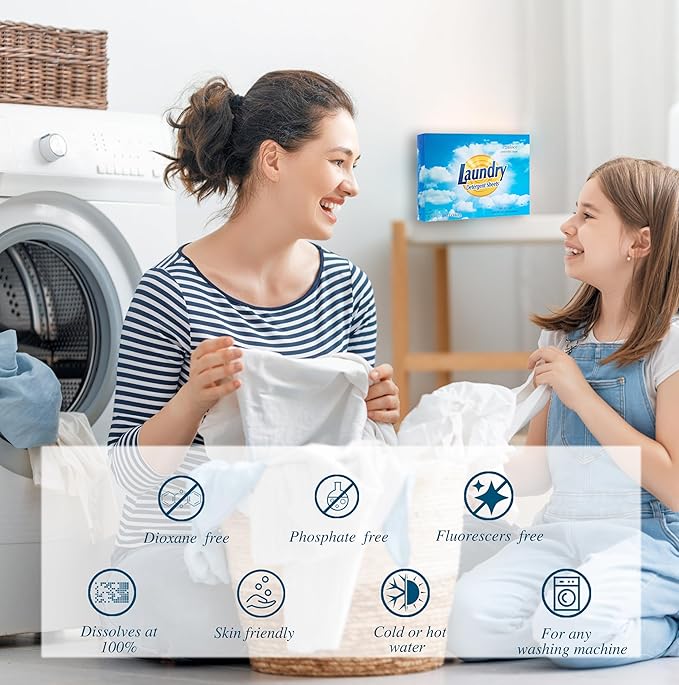 Laundry Detergent Sheets Fresh Scent Fully Dissolves 100 Loads Liquidless Washing Detergent Sheets Eco Laundry Soap Washer Sheet, Eco-friendly, Great for Save Space,Non Toxic People Safe